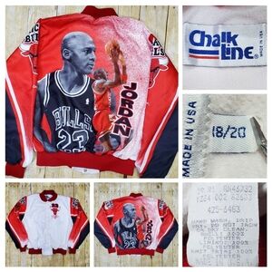 Vtg 1991 Chicago Bulls Michael Jordan Chalk Line Jacket Youth 18/20 Or Wmns Sm